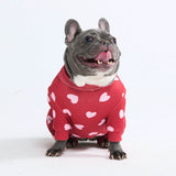 Dog Pajama - Red Hearts
