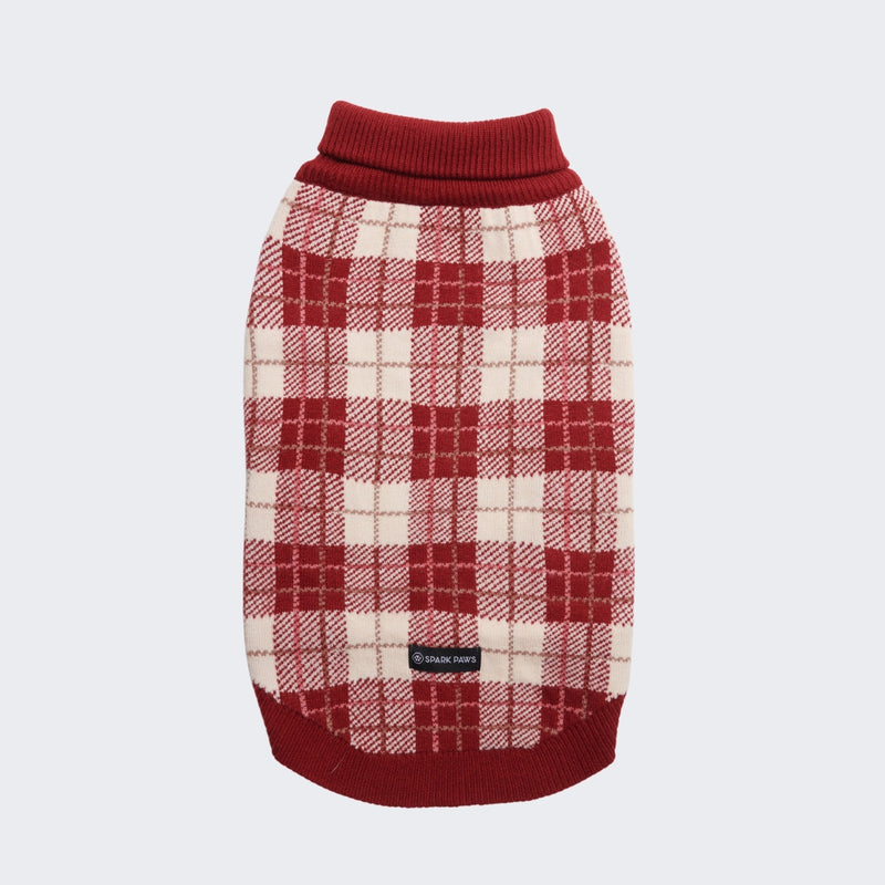 Red Plaid Dog Knit Sweater
