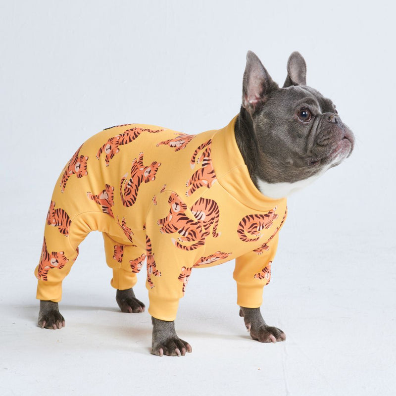 犬用パジャマ - タイガー - イエロー