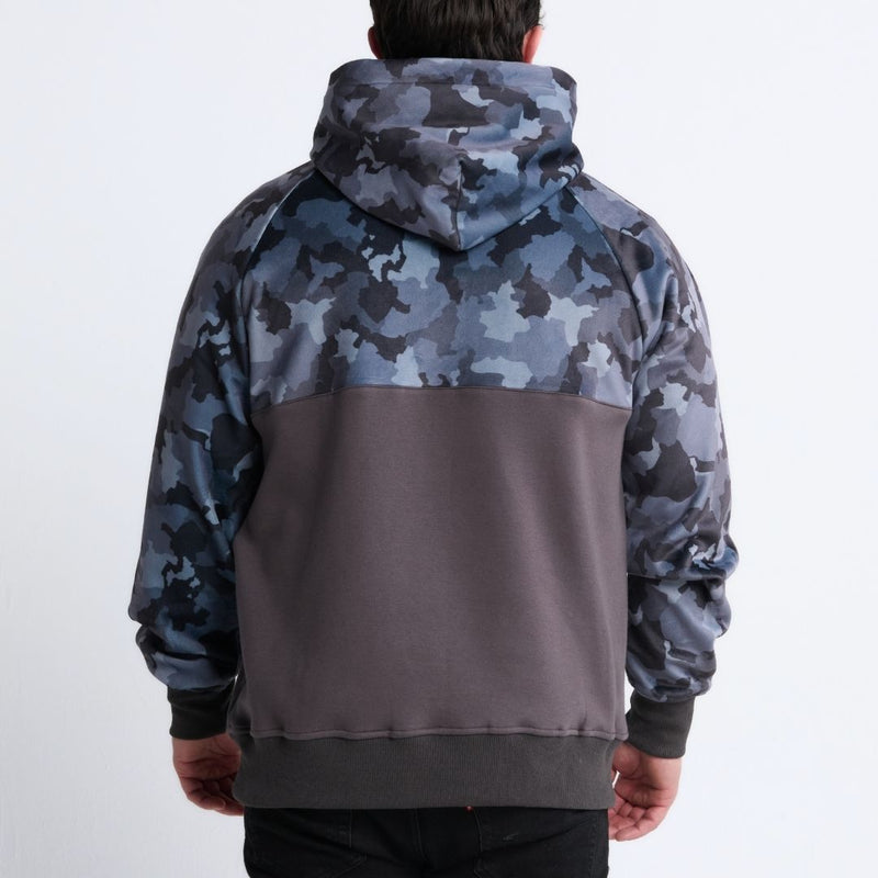 Sweat à capuche camouflage gris pour homme