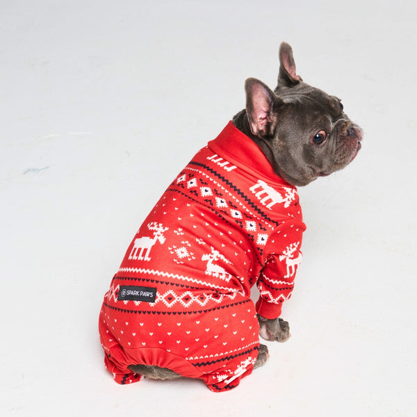 犬用パジャマ - レッドクリスマストナカイ