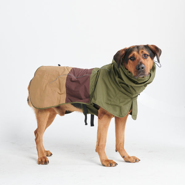 ブレスシールド™ 犬用レインコート - グリーン ブラウン タン