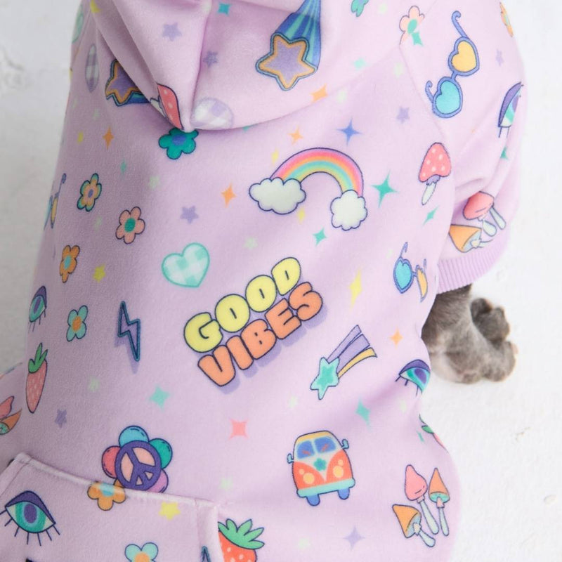 Sweat à capuche pour chien Good Vibes - Violet