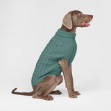 Cable Knit Dog Sweater - Pine Green