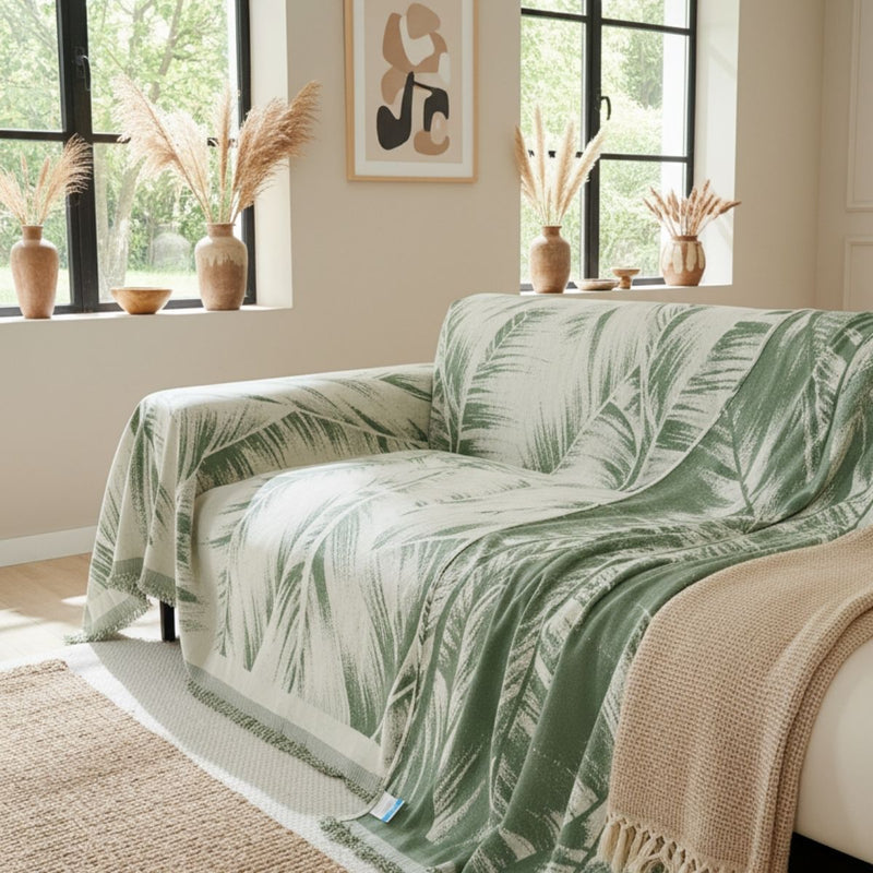 Leaves Green Couch Cover