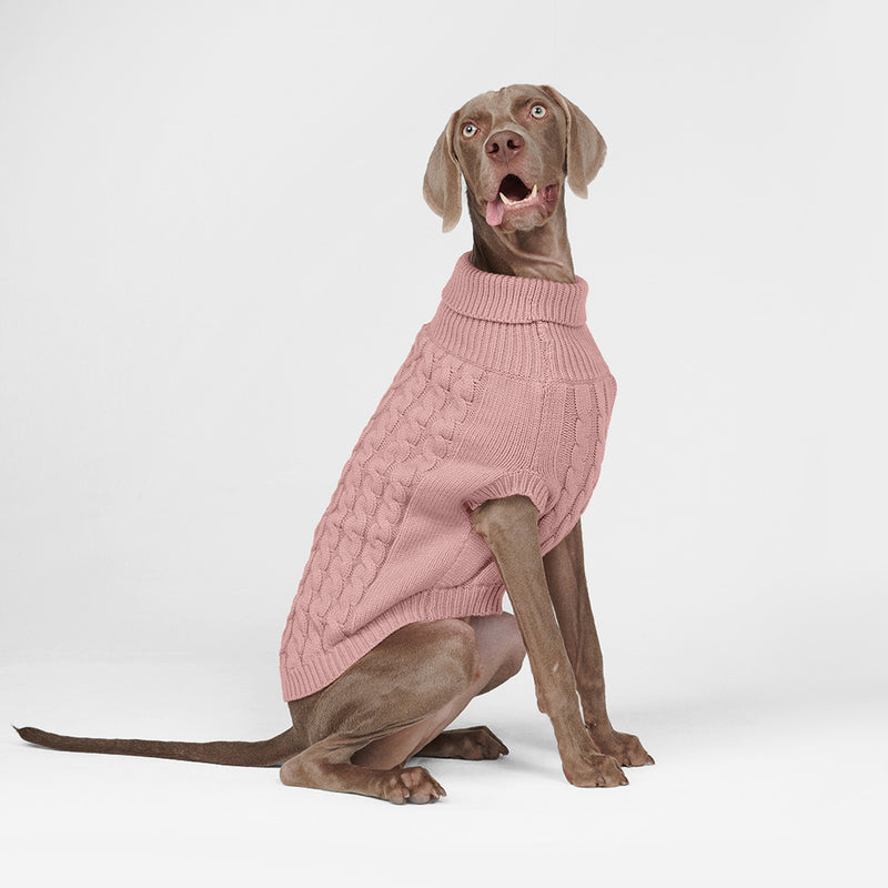 Suéter de punto de trenzas para perros - Rosa