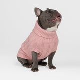 ケーブル編みの犬用セーター - ピンク