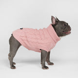 Cable Knit Dog Sweater - Pink