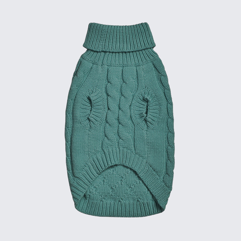 Cable Knit Dog Sweater - Pine Green