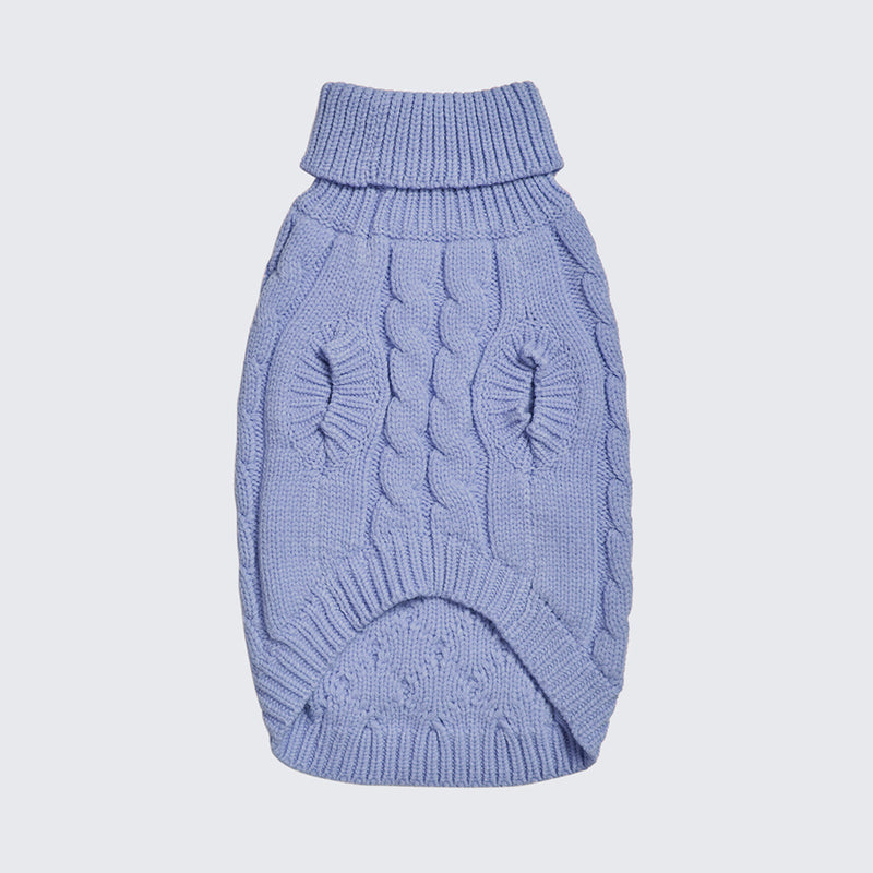 Cable Knit Dog Sweater - Blue