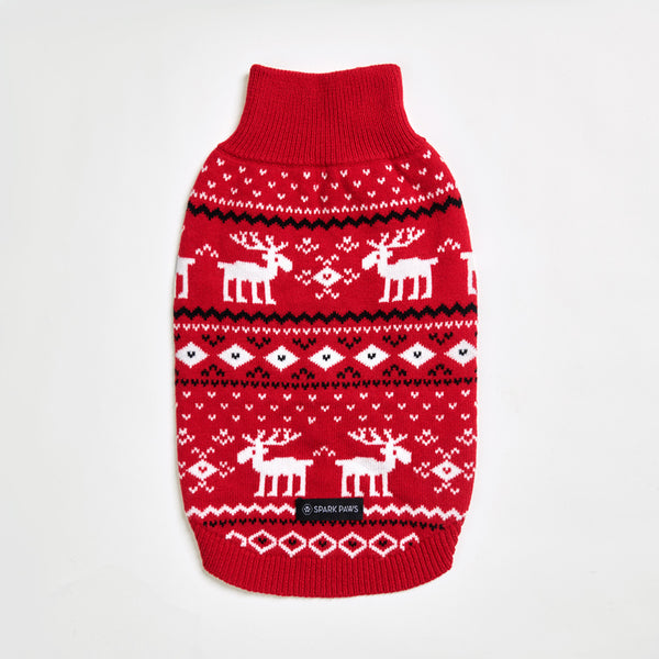 Knit Christmas Dog Sweater - Dasher Red