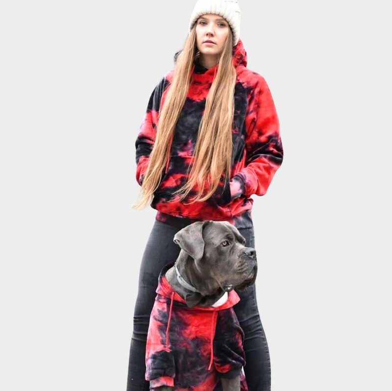 Velvet Dog Hoodie - Red & Black