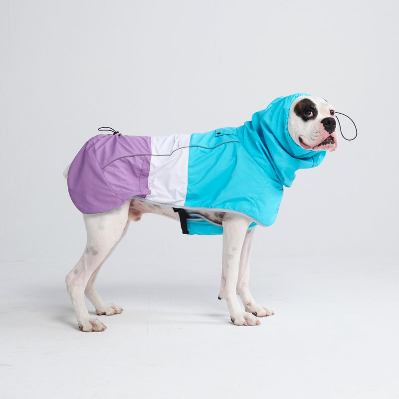 ブレスシールド™ 犬用レインコート - ティール ホワイト パープル