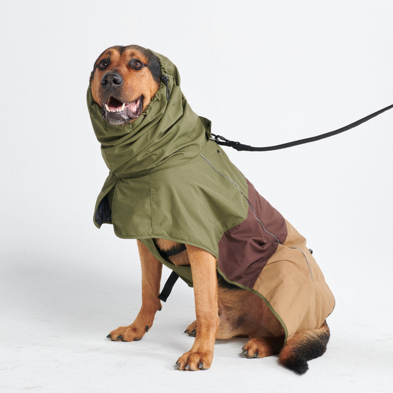 ブレスシールド™ 犬用レインコート - グリーン ブラウン タン