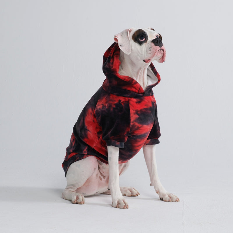 Velvet Dog Hoodie - Red & Black