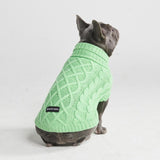 ケーブル編みの犬用セーター - ミントグリーン
