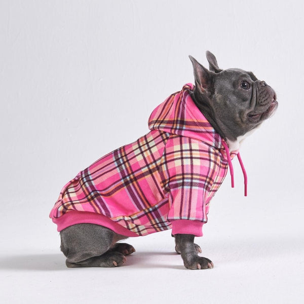 Sudadera con capucha rosa para perros