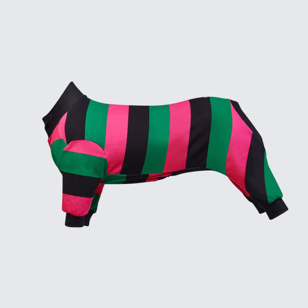 犬のパジャマ - ブラック・グリーン・ピンク
