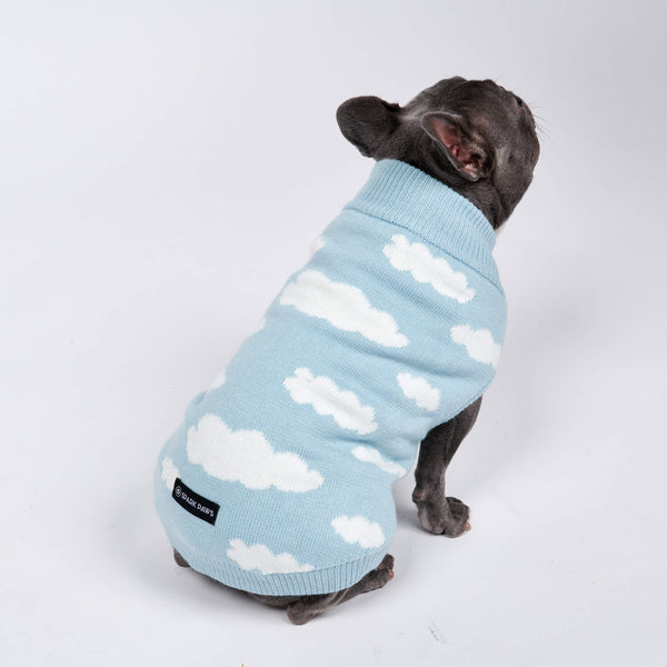 雲柄ドッグセーター - ブルー