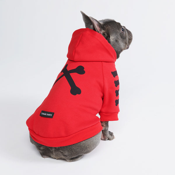 Sudadera con capucha para perro "WOOF" - Roja