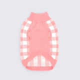 Pink Checkered Knit Dog Sweater
