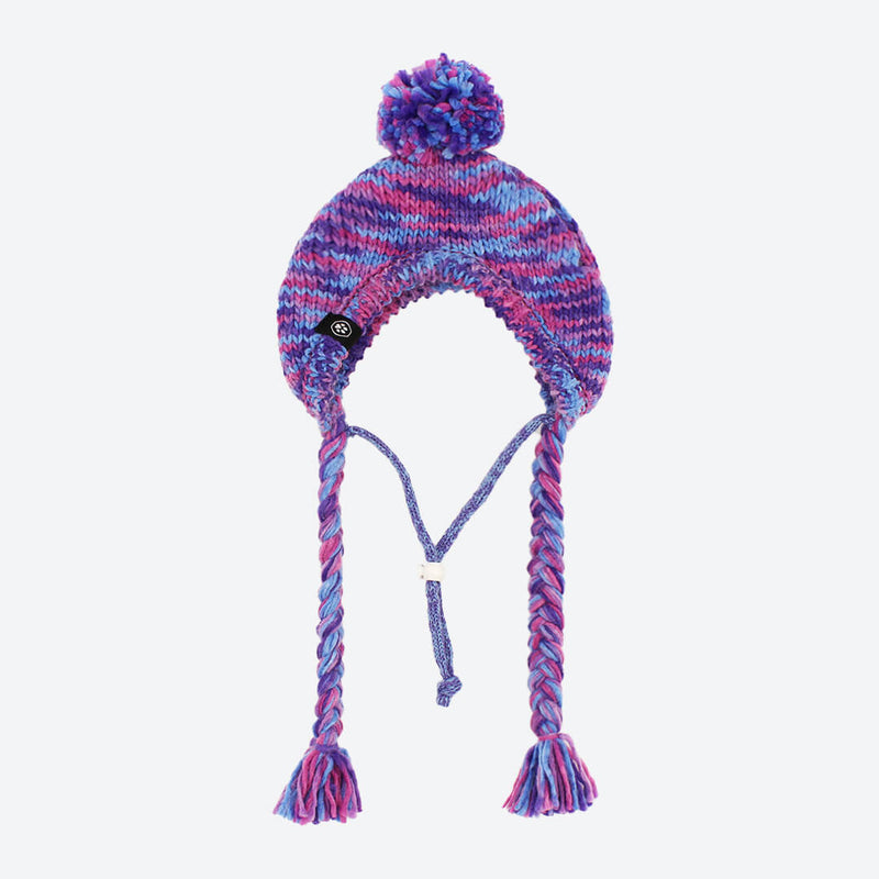 Knit Pom Pom Dog Beanie Hat - Purple & Lavender